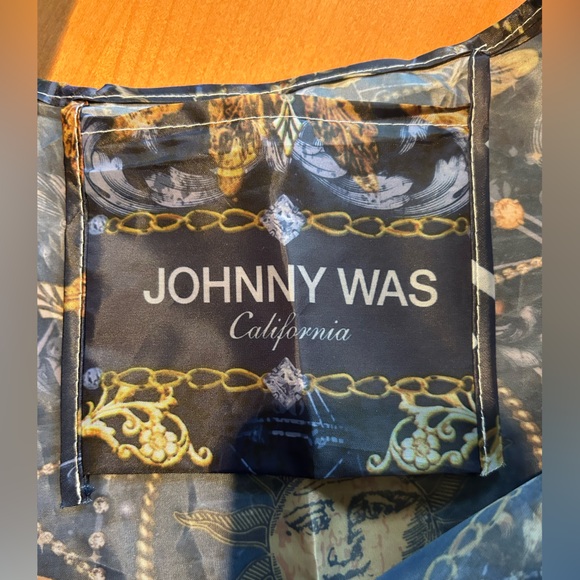 Johnny Was Navy and Gold Reusable FoldableTote - Picture 5 of 7